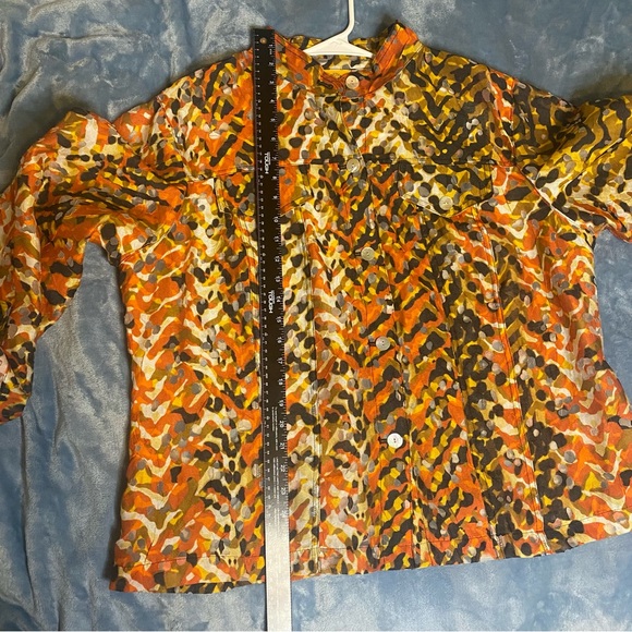 Ruby Rd Tribe Vibe Button Down Top Size 16W | Roll Up Sleeves | Mandarin Collar - Picture 10 of 11